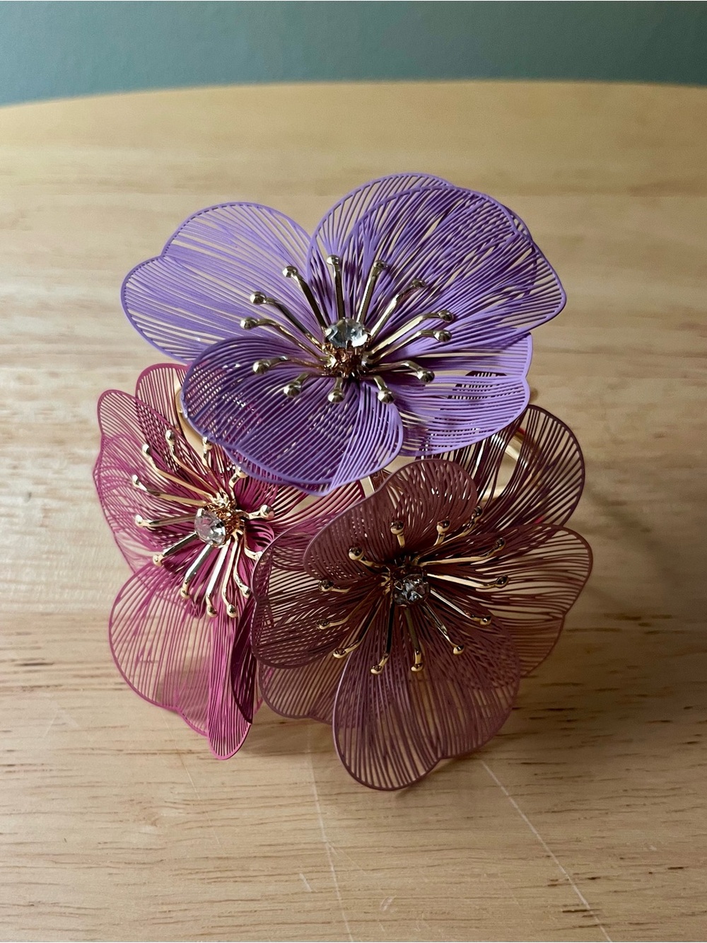 Delicate Purple & Pink Floral Bracelet